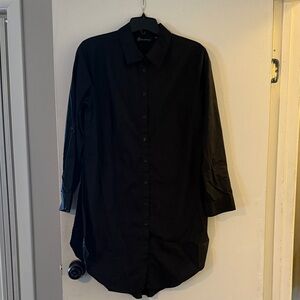New York & Company Long Black Button Down Shirt